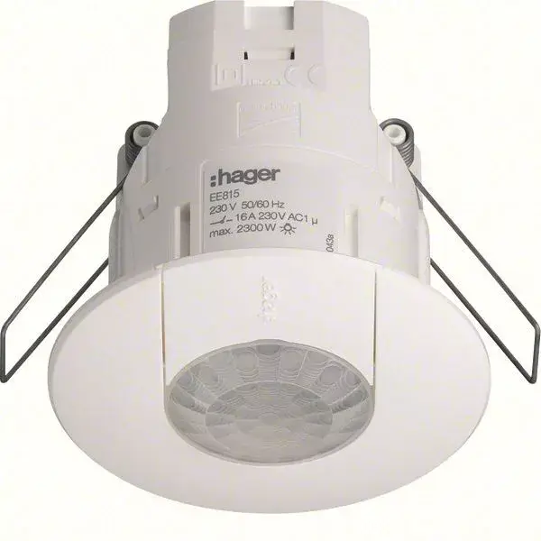Csak ma Hager EE815 Jelenlétérzékelő, gipszkartonba sülly., 360°, 2,5m-ről 7m-es figyelt ter., 1Z, 16A, 230V