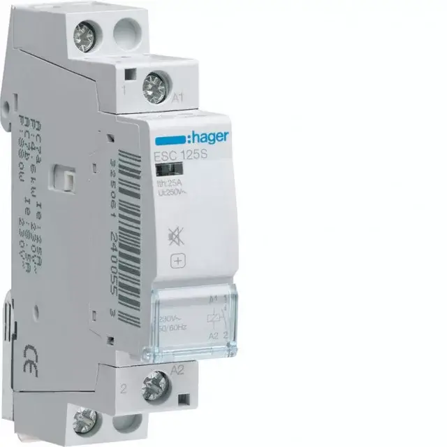 Akciós ár Hager ESC125S Csendes mágneskapcsoló 1Z 25A 230V AC 50 Hz