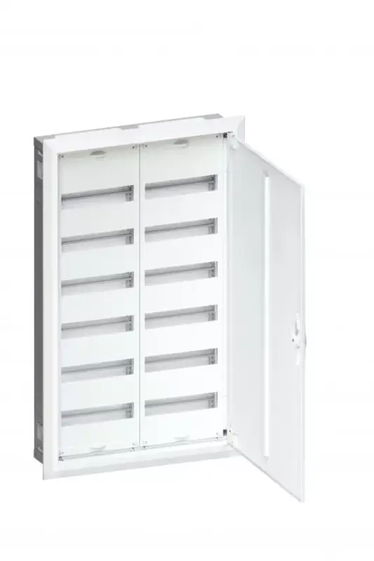 Azonnal elérhető Hager Univers FWU62S Fém mezős elosztó 144 modul, 6 sor, 1003x603x110mm, (fal kivágás 952x555x110mm) teli ajtóval, IP30, süllyesztett