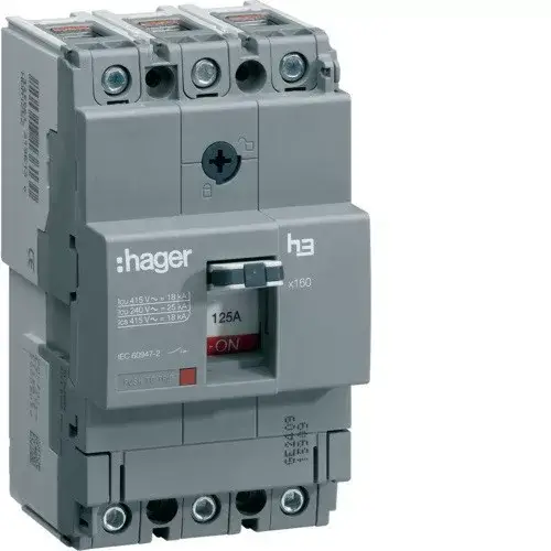Hager HDA125L x160 TM kompakt megszakító, 3P, 125A, 18kA Vásárlói kedvenc