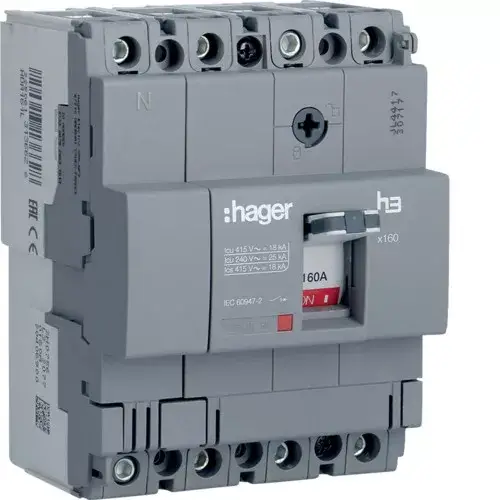 Expressz kézbesítés Hager HDA161L x160 TM kompakt megszakító, 4P, 160A, 18kA