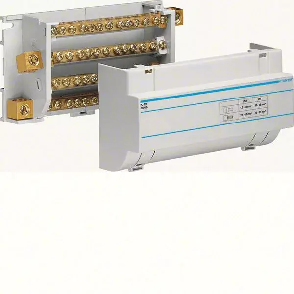 Hager KJ01D Sínes elosztó blokk, moduláris, 4P, 160A, 1x50mm2 + 3x35mm2 + 8x16mm2 Vásárlói kedvenc