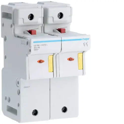 Hager LS702 Biztosítós szakaszoló, L58, 2P, 22x58mm, 125A Prémium