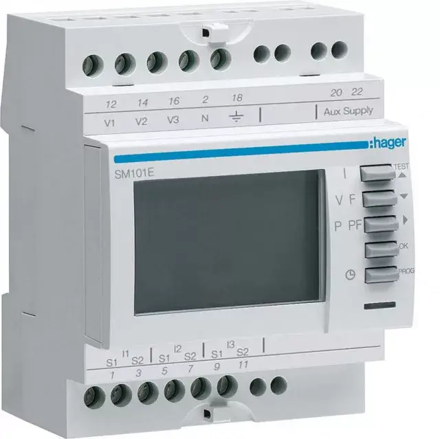 Hager SM101E Digitális multiméter, moduláris, 3 fázisú, V, A, Hz, W, var, cosFI Alacsony ár