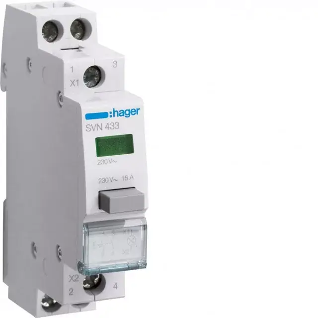 Gyors szállítás Hager SVN433 Nyomókapcsoló, 2Z, 16A, 230V AC, zöld jelzőlámpával, moduláris, 1M