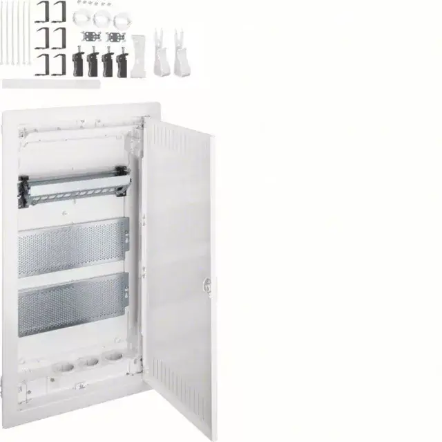 Exkluzív ajánlat Hager VH36NW Volta multimédia elosztó 3 soros kivágott fém ajtóval gipszkarton falba süllyesztett, 630.5x348x98mm (Fal kivágás 595x314,5x89mm)