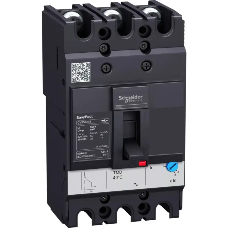 Schneider LV510935 EasyPact CVS100BS 3P 25kA komplett megszakító TM50D 3P3D kioldóval Azonnal elérhető