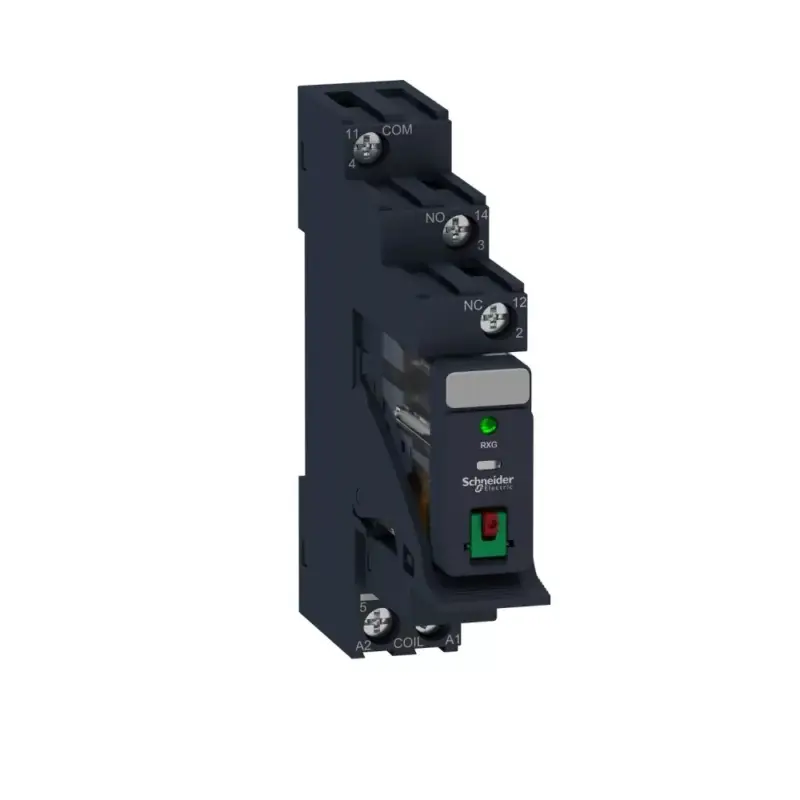 Schneider RXG12B7PV Zelio RXG Interfész relé foglalattal, 1CO, 10A, 24VAC, tesztgomb, LED Azonnal elérhető