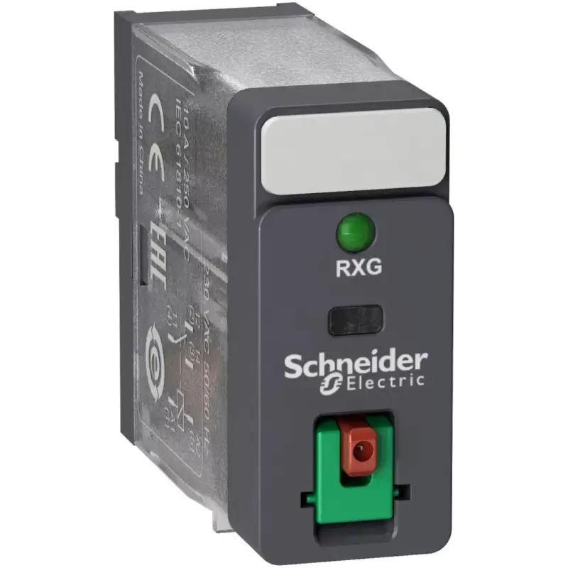 Prémium Schneider RXG12P7 Zelio RXG Interfész relé, 1CO, 10A, 230VAC, tesztgomb, LED