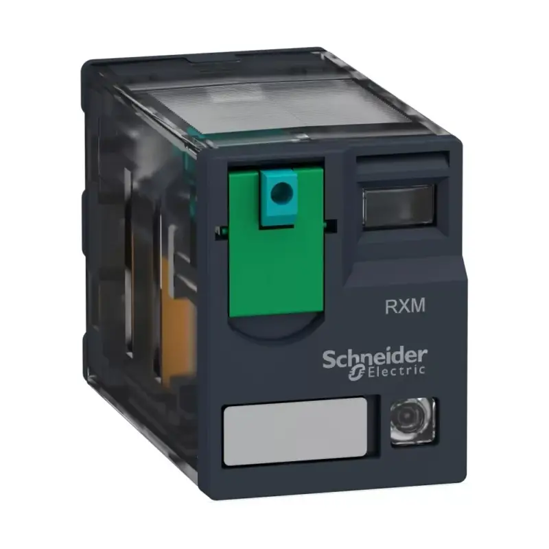 Schneider RXM2AB2BD Zelio RXM miniatűr relé, 2CO, 12A, 24VDC, tesztgomb, LED Újdonság