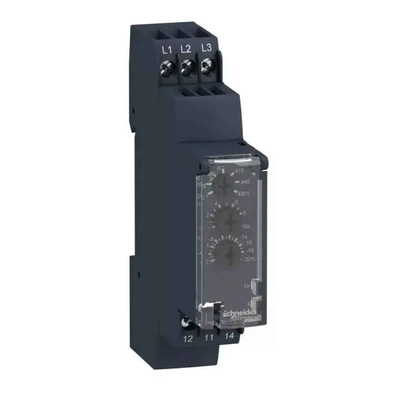 Schneider RM17TU00 Zelio Control háromfázisú fázis- és feszültségfigyelő relé, 1CO, 5A, 208…480VAC Expressz kézbesítés