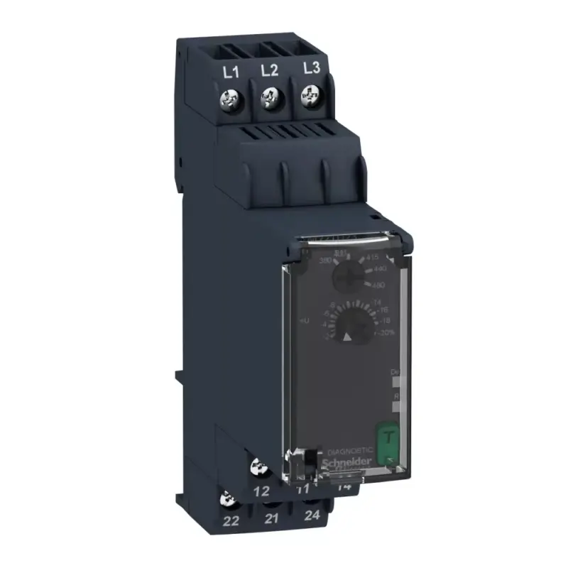 Schneider RM22TU23 Zelio Control háromfázisú fázis- és feszültségfigyelő relé, 2CO, 8A, 380…480VAC Akció