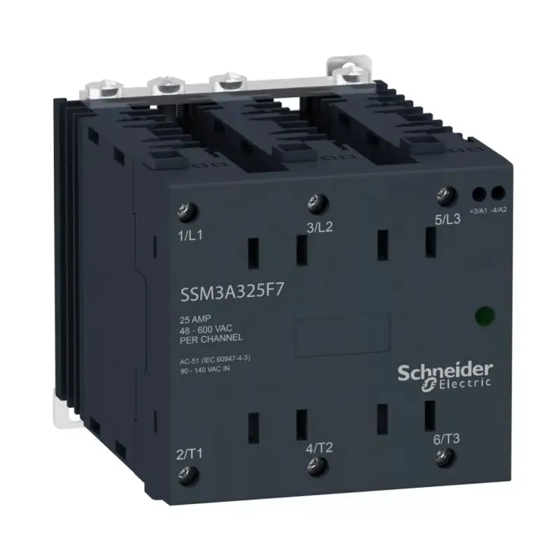 Schneider SSM3A325BDR SSM szilárdtestrelé, 3f, pillanat kapcs, 3NO, 48-600VAC, 25A, 24VDC Biztonságos fizetés