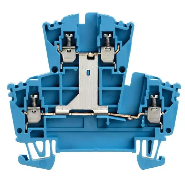 Expressz szállítás Weidmüller 1022380000 WDK 2.5V BL Kettő vezetős Átvezető sorkapocs, Kétemeletes sorkapocs, Csavaros csatlakozás, 2.5 mm2;, 400 V, 24 A, Kék