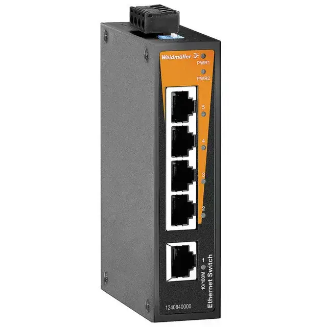Weidmüller 1240840000 IE-SW-BL05-5TX Hálózati switch, nem konfigurálható, Fast Ethernet, Portok száma: 5x RJ45, IP30, -10 °C...60 °C Expressz szállítás