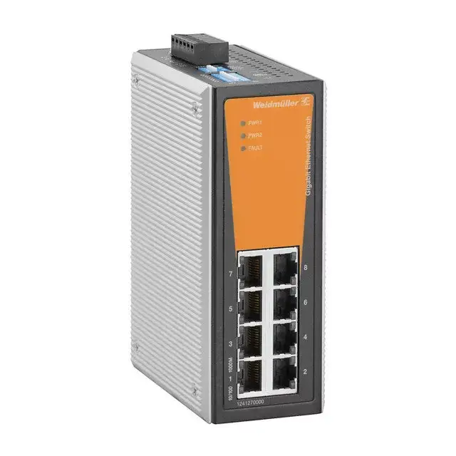 Csak ma Weidmüller 1241270000 IE-SW-VL08-8GT Hálózati switch, nem konfigurálható, Gigabit Ethernet, Portok száma: 8 * RJ45 10/100/1000BaseT(X), IP30, -10 °C...60 °C