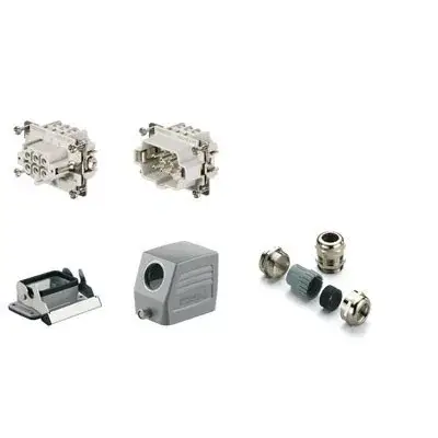 Weidmüller 1712460000 HDC-KIT-HE 06.100 Nehézcsatlakozó készlet HDC-készletek-Nagy igénybevételre tervezett csatlakozók, Készlet, HE, Méret: 3, Pólusok: 6, Csavaros csatlakozás, 500 V, 24 A, alumínium présöntvény, PG 16 Népszerű