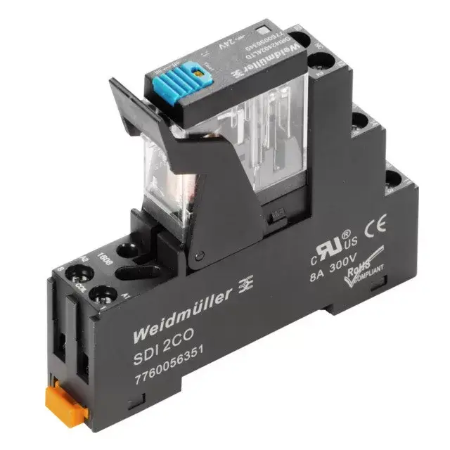 Weidmüller 2476890000 DRIKIT 24VDC 2CO LD/PB D-SERIES DRI, Relék, Érintkezők száma: 2 Váltóérintkező vizsgálógombbal AgNi, Névleges vezérlőfeszültség: 24 V DC, Folytonos áram: 5 A, Csavaros csatlakozás Bestseller