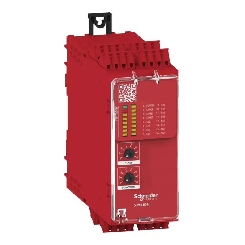 Schneider XPSUDN13AC Preventa biztonsági relé modul, XPSUAF funkciók, Cat.4, biztonsági be/ki: 6/3NO+1NC, PNP, 24VAC/DC, rugós Újdonság