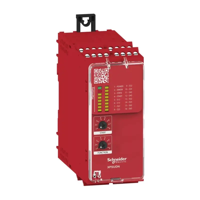 Azonnal elérhető Schneider XPSUDN33AP Preventa biztonsági relé modul, XPSUAF funkciók, Cat.4, biztonsági be/ki: 6/3NO+1NC, PNP, 48-230VAC/DC, csavaros