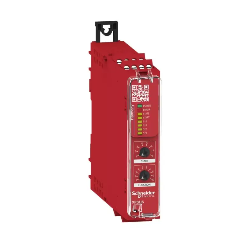 Schneider XPSUS12AP Preventa biztonsági relé modul, XPSUAF+ engedélyező kapcsoló funkció, Cat.4, bizt. be/ki: 2/3CO, PNP, 24VAC/DC, csavaros Szuper akció