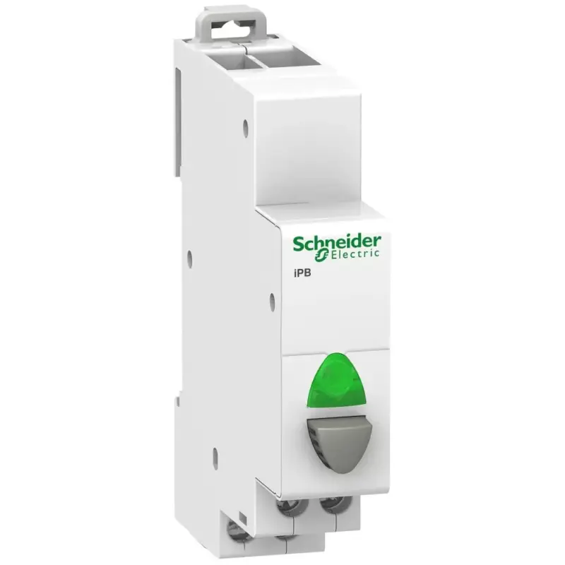Schneider A9E18036 ACTI9 iPB nyomógomb, 1NO, szürke, zöld LED, 110-230VAC Szuper akció