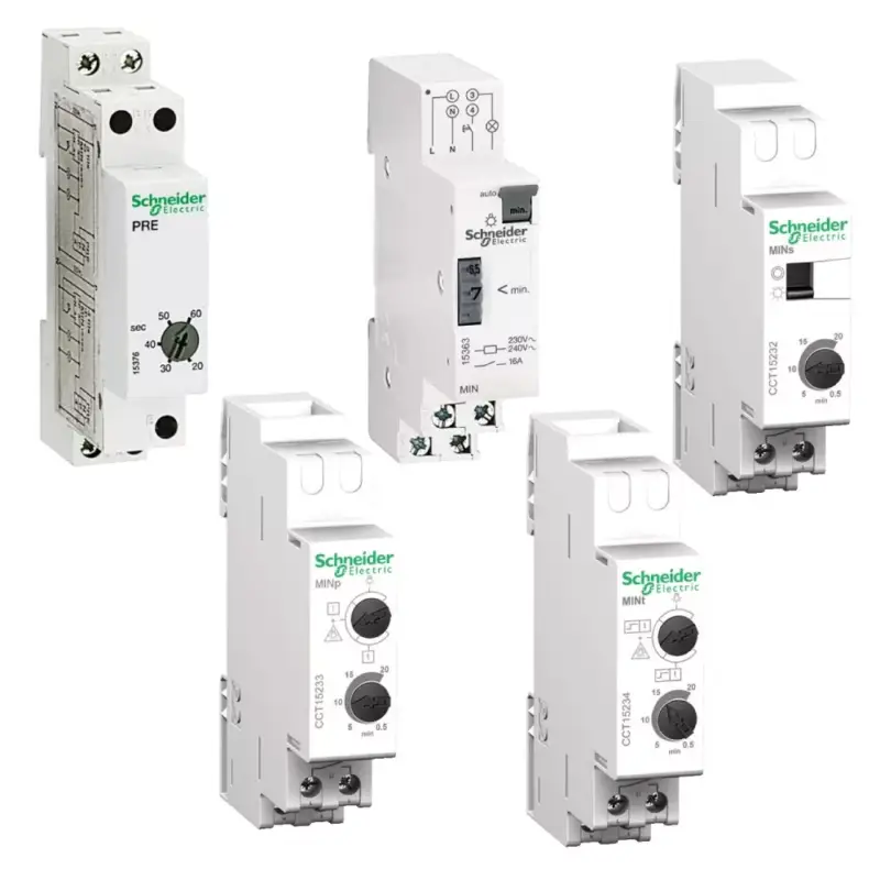 Schneider CCT15233 ACTI9 MINp lépcsőházi időrelé, 0.5-20 perc, kikapcsolási figyelmeztetéssel Alacsony ár