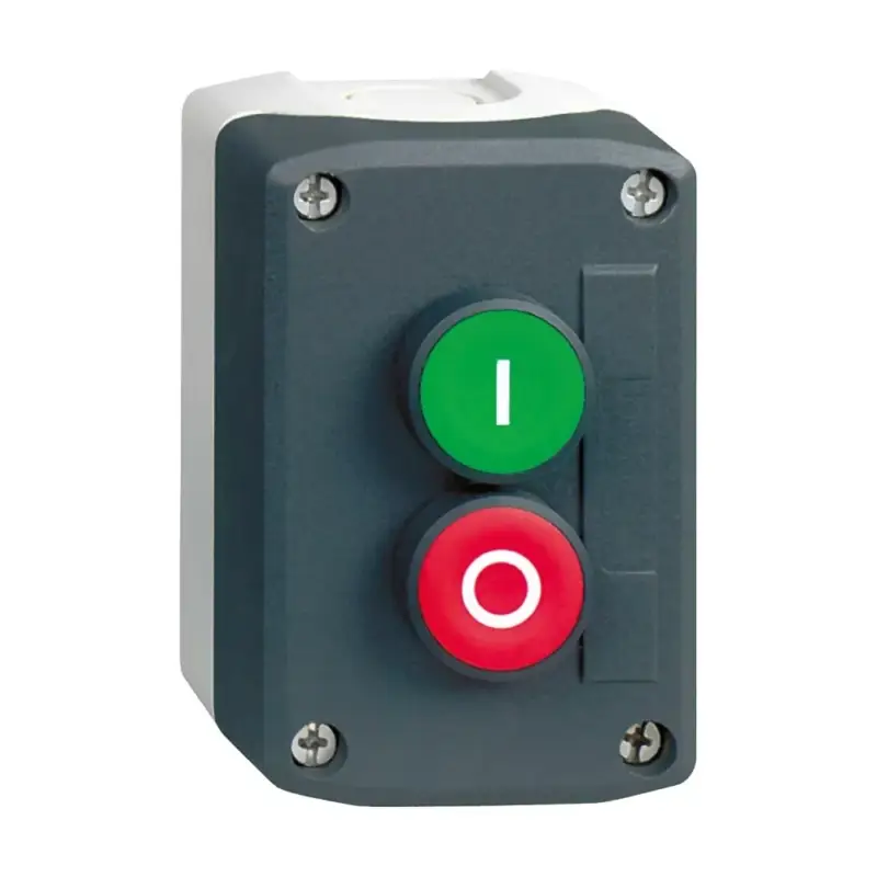 Schneider XALD214 Harmony XALD tokozott nyomógomb, 1 kiálló piros - 1 zöld nyomógomb, 1NC+1NO, "I" "O" feliratok Vásárlói kedvenc