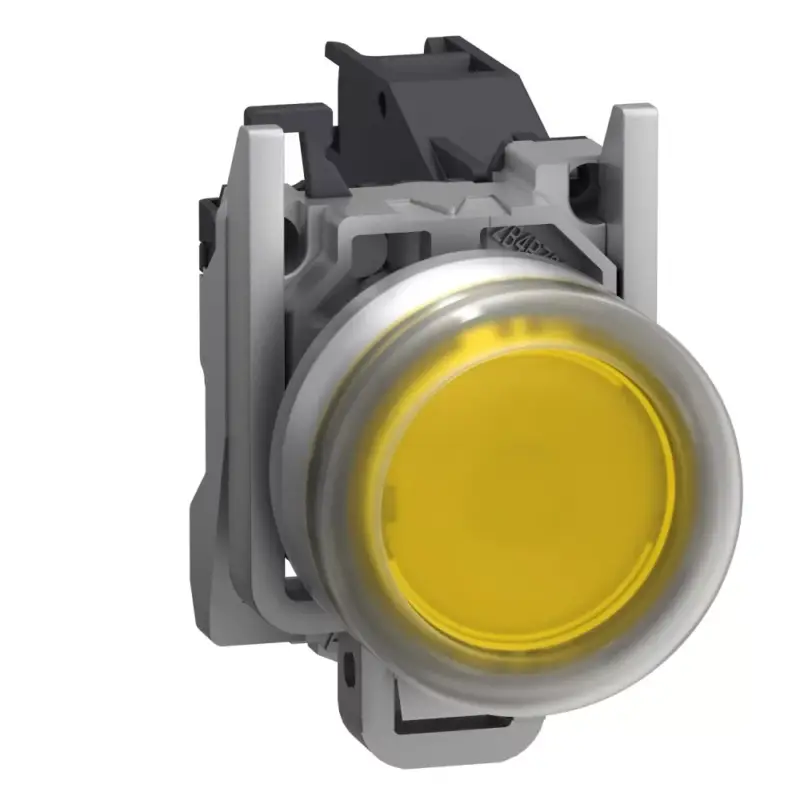 Schneider XB4BP581GEX Harmony ATEX DG komplett nyomógomb, Ø22, védősapkás, 1NO, betehető címke, sárga Korlátozott ajánlat