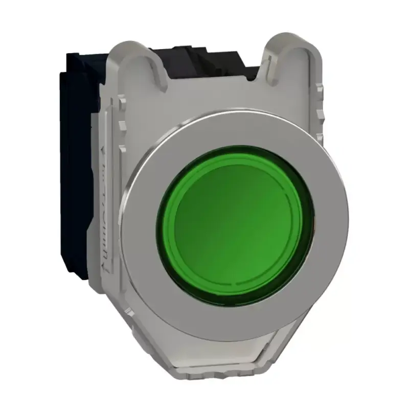 Schneider XB4FW33G5 Harmony panelbe süllyesztett komplett fém LED világító nyomógomb, Ø30, 1NO, 120VAC, zöld Vedd meg most