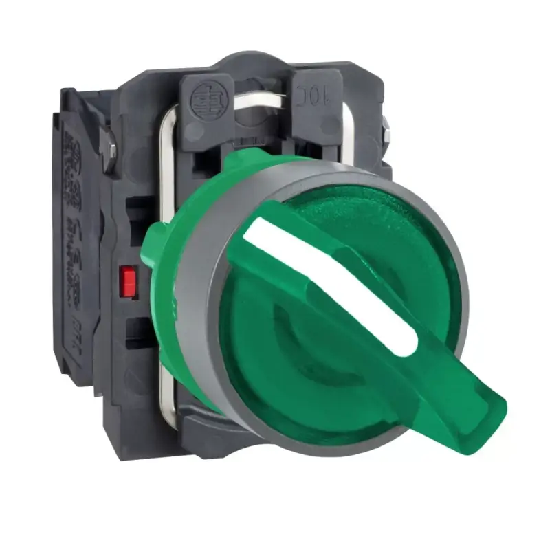 Schneider XB5AK123B5C0 Harmony komplett műanyag LED világító választókapcsoló, Ø22, 2 állású, 24 V, 1NO+1NC, zöld, szürke körgyűrű Vásárlói kedvenc