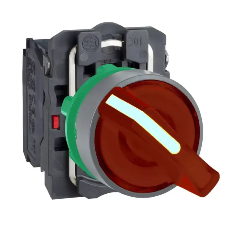 Schneider XB5AK124B5C0 Harmony komplett műanyag LED világító választókapcsoló, Ø22, 2 állású, 24 V, 1NO+1NC, piros, szürke körgyűrű Biztonságos vásárlás
