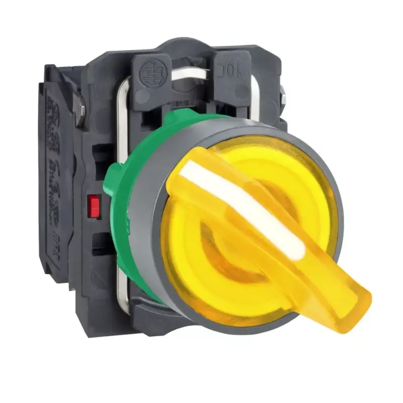 Gyors kiszállítás Schneider XB5AK125B5C0 Harmony komplett műanyag LED világító választókapcsoló, Ø22, 2 állású, 24 V, 1NO+1NC, narancs, szürke körgyűrű