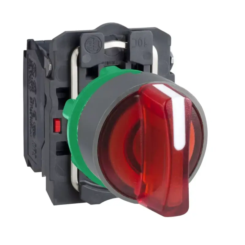 Bestseller Schneider XB5AK134G5C0 Harmony komplett műanyag LED világító választókapcsoló, Ø22, 3 állású, 120 VAC, 1NO+1NC, piros, szürke körgyűrű