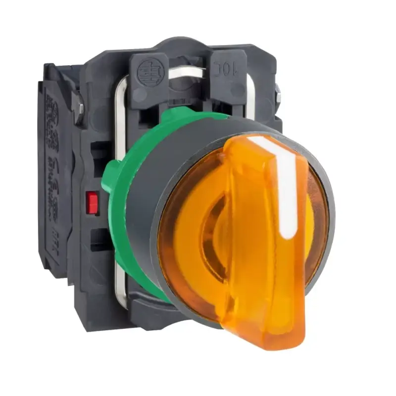 Schneider XB5AK135B5 Harmony komplett műanyag LED világító választókapcsoló, Ø22, 3 állású, 24 V, 1NO+1NC, narancs Azonnali szállítás