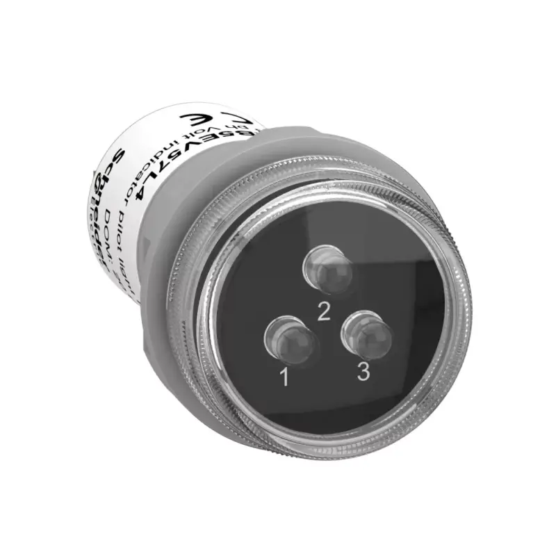 Schneider XB5EV57L4 Harmony műanyag LED fázisfeszültség-jelző lámpa, Ø22, 3 db fehér LED, 400VAC Népszerű