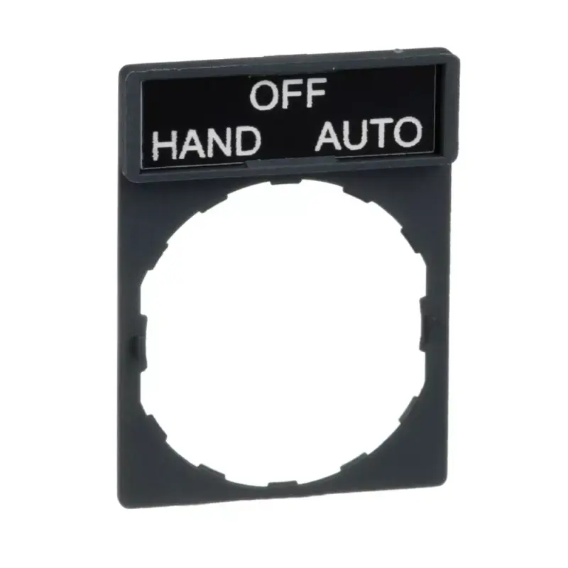 Rendeld meg most Schneider ZBY2387 Harmony címketartó 30x40 mm, Ø22 készülékekhez, 8x27 mm felirati címkével, HAND-OFF-AUTO