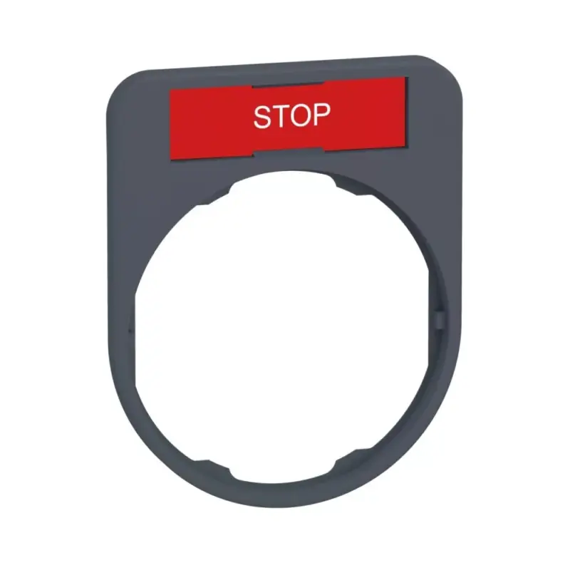 Prémium Schneider ZBYF2304C0 Harmony címketartó, 40x50 mm, Ø30 süllyesztett készülékhez, 8x27 címkéhez, STOP, szürke perem