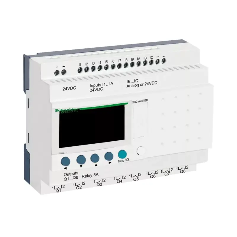Schneider SR2A201BD LCD kijelzős, 20 I/O, relés, 24VDC Szuper ajánlat