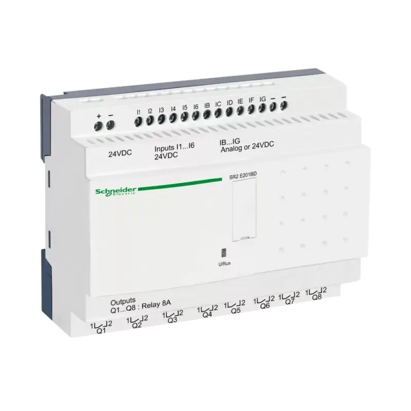 Akciós ár Schneider SR2E201BD 20 I/O, 6 analóg bemenet, relés, óra, 24VDC
