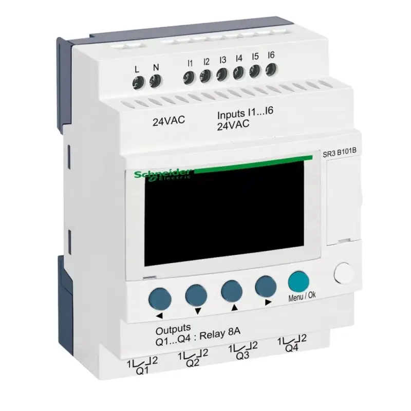 Schneider SR3B101B 10 I/O, relés, óra, 24VAC Prémium