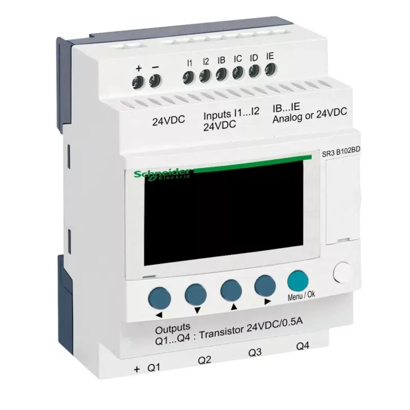 Schneider SR3B102BD 10 I/O, 4 analóg bemenet, tranzisztoros óra, 24VDC Akciós ár