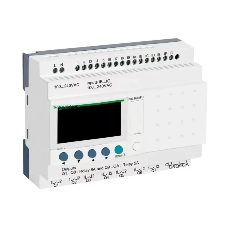 Árengedmény Schneider SR3B261FU 26 I/O, relés, óra, 230VAC