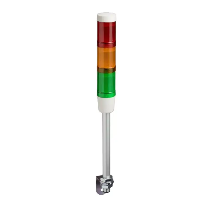 Azonnal elérhető Schneider XVMM2RAGSSB Harmony XVM Ø45 komplett fényoszlop, folytonos zöld-piros-sárga, hangjelzővel, fali, 250mm tartócsöves, 230VAC