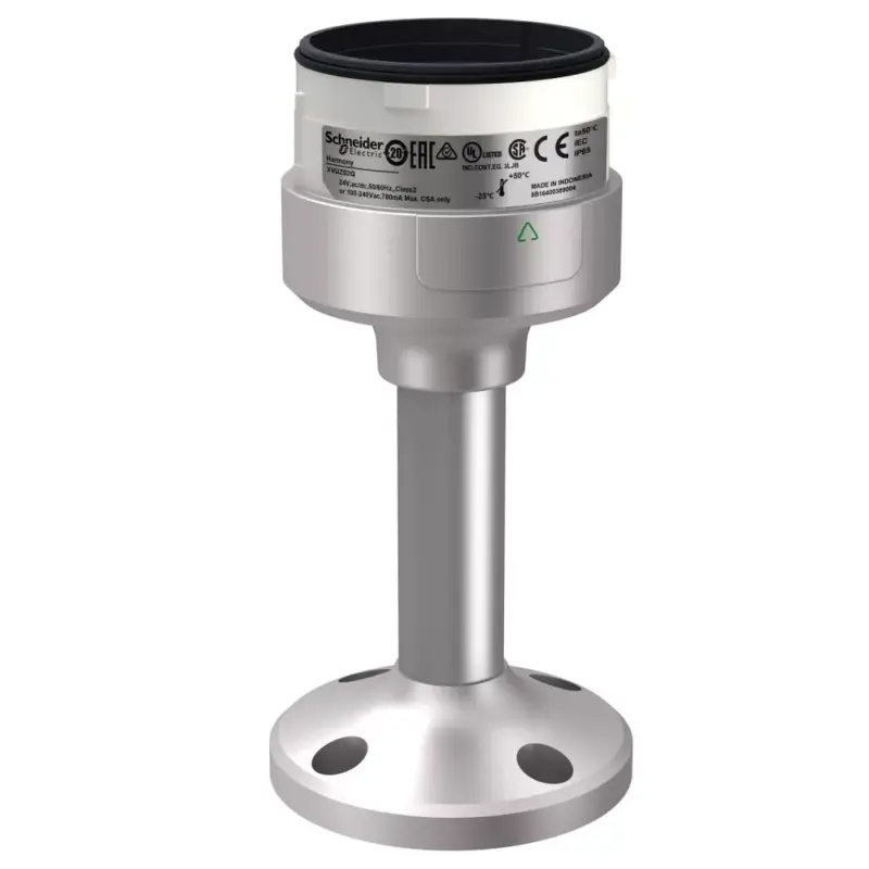 Schneider XVUZ02Q Harmony XVU Ø60 fényoszlop rögzítő egység tartóoszlopos rögzítéshez, 100 mm magas, ezüst Azonnal elérhető