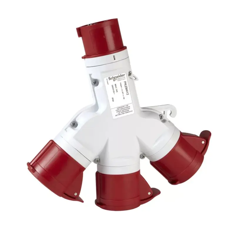 Schneider PKZM712 PRATIKA Elosztó adapter, 1 villa-3 aljzat, 3P+F, 16A, 415V, IP67 Biztonságos vásárlás