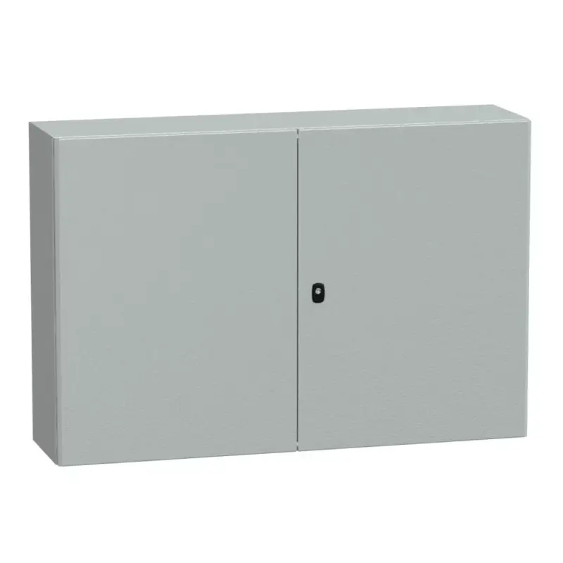 Schneider NSYS3D81230DP Spacial S3D Falra szerelhető fém szekrény, Teli ajtóval, 800x1200x300, IP55, 2 ajtós kivitel, szerelőlappal Gyors kiszállítás