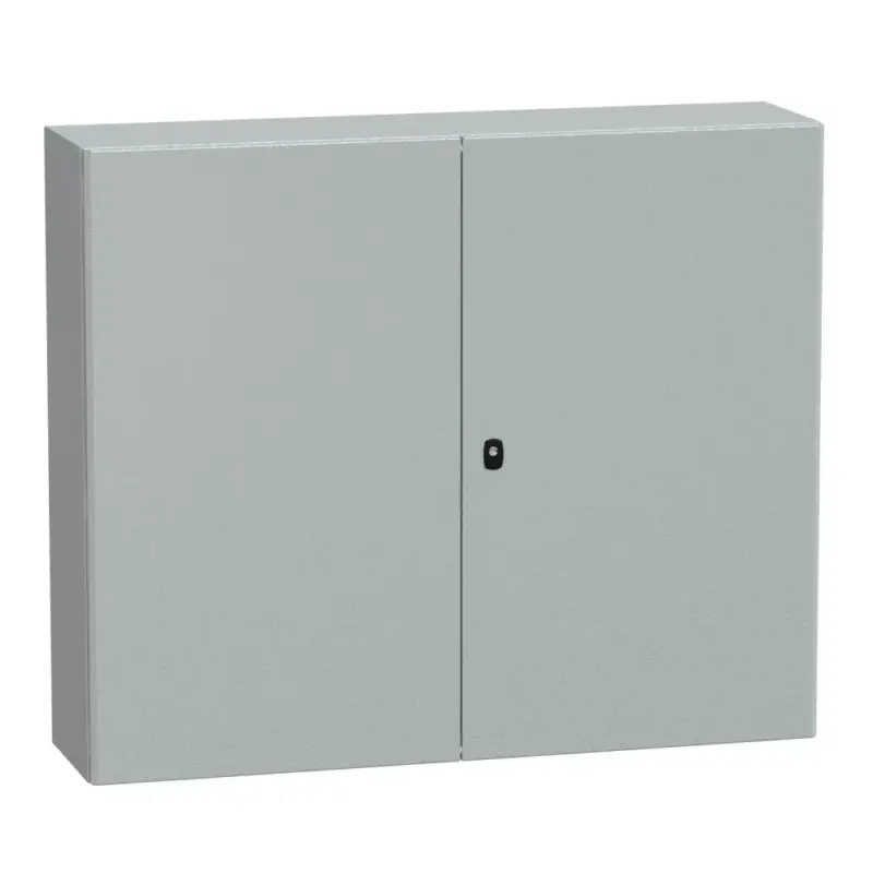 Szuper akció Schneider NSYS3D101230DP Spacial S3D Falra szerelhető fém szekrény, Teli ajtóval, 1000x1200x300, IP55, 2 ajtós kivitel, szerelőlappal
