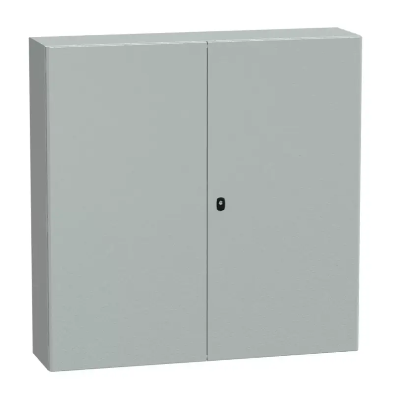 Schneider NSYS3D121230DP Spacial S3D Falra szerelhető fém szekrény, Teli ajtóval, 1200x1200x300, IP55, 2 ajtós kivitel, szerelőlappal Népszerű