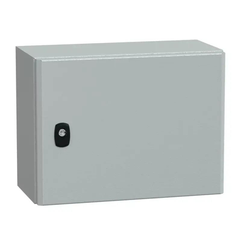 Alacsony ár Schneider NSYS3D3420 Spacial S3D Falra szerelhető fém szekrény, Teli ajtóval, 300x400x200, IP66, szerelőlap nélkül